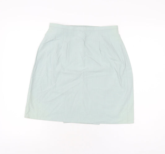 New Look Womens Blue Polyester Wrap Skirt Size 12 Button