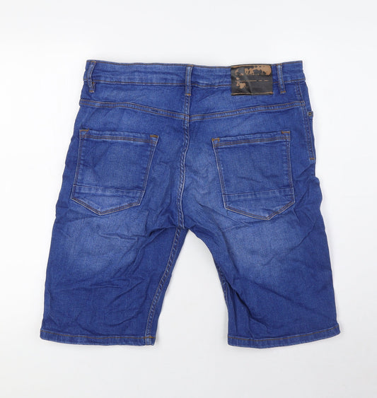 Denim & Co. Mens Blue Cotton Bermuda Shorts Size 34 in L11 in Regular Button