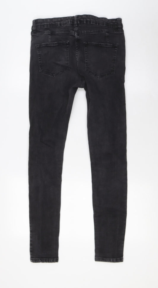 NEXT Womens Black Cotton Skinny Jeans Size 10 L28 in Regular Zip