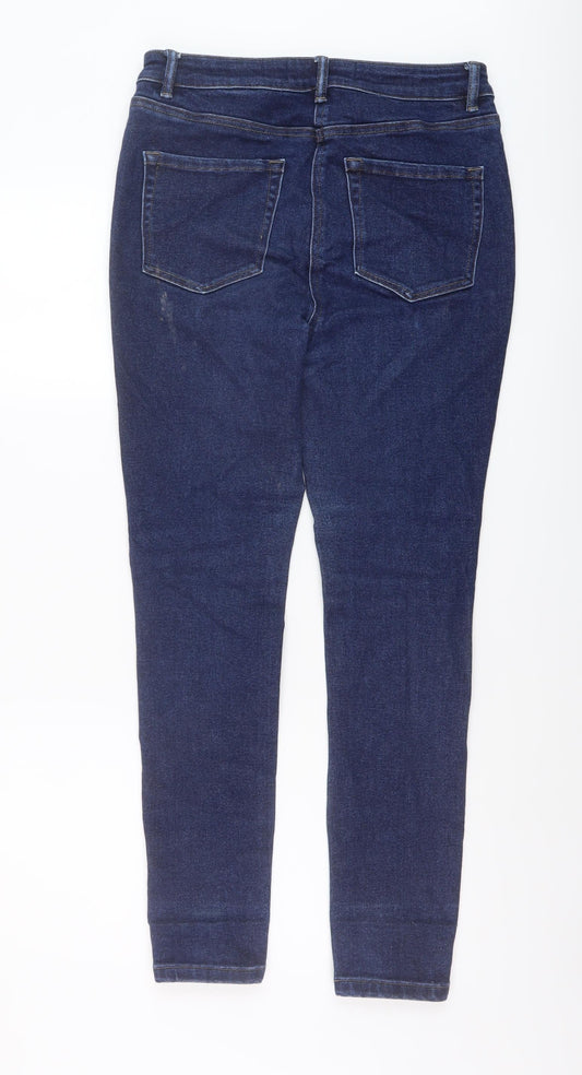 NEXT Womens Blue Cotton Skinny Jeans Size 12 L27 in Regular Button