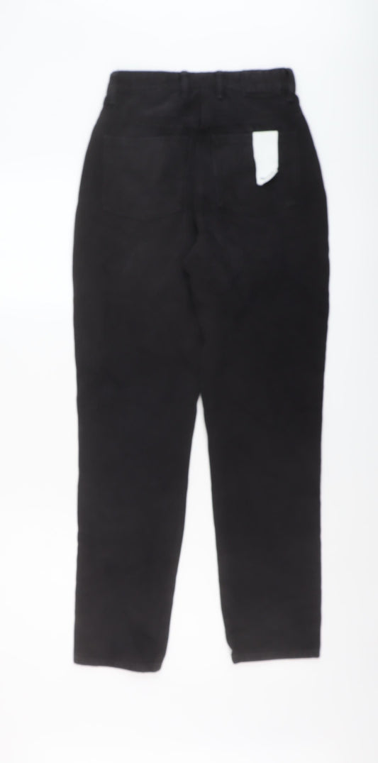 COLLUSION Womens Black Cotton Mom Jeans Size 6 L29 in Regular Button