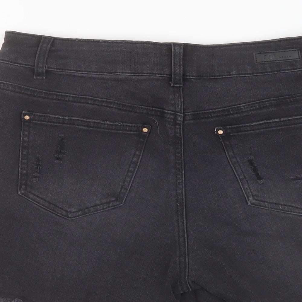Simply Be Womens Black Cotton Mom Shorts Size 12 L5 in Regular Button