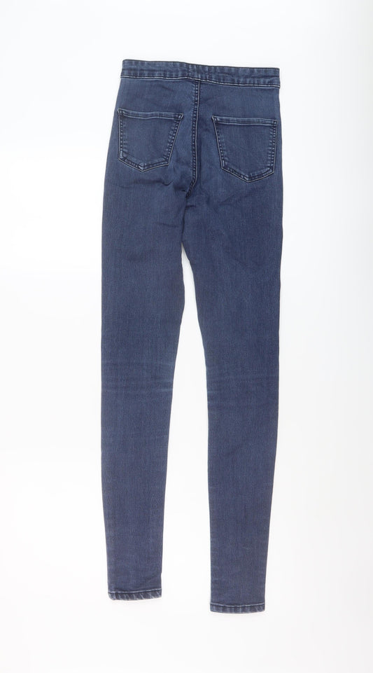 Miss Selfridge Womens Blue Cotton Skinny Jeans Size 6 L29 in Regular Button