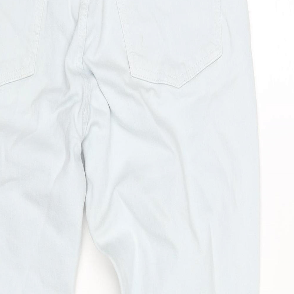 Topshop Womens Blue Cotton Mom Jeans Size 30 in L32 in Regular Zip - Raw Hem