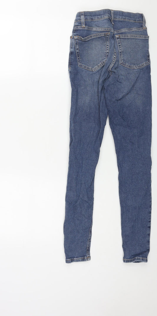 Topshop Womens Blue Cotton Skinny Jeans Size 24 in L32 in Regular Zip