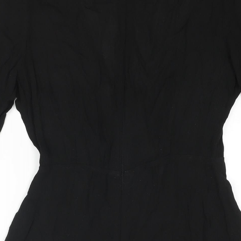 Missguided Womens Black Polyester Playsuit One-Piece Size 6 Zip - Tie Detail