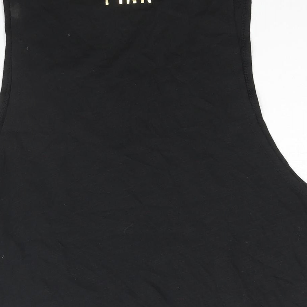 Womens UK Size M PINK Black Basic Tank