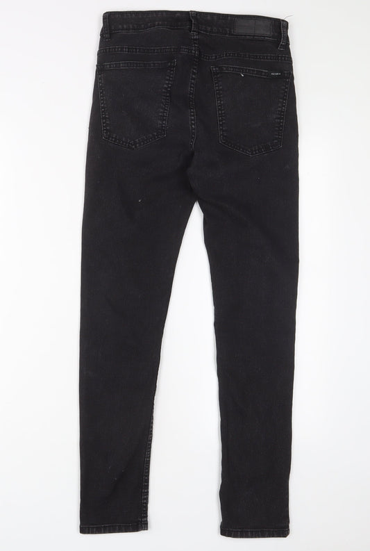 Pull&Bear Womens Black Cotton Skinny Jeans Size 10 L27 in Regular Zip