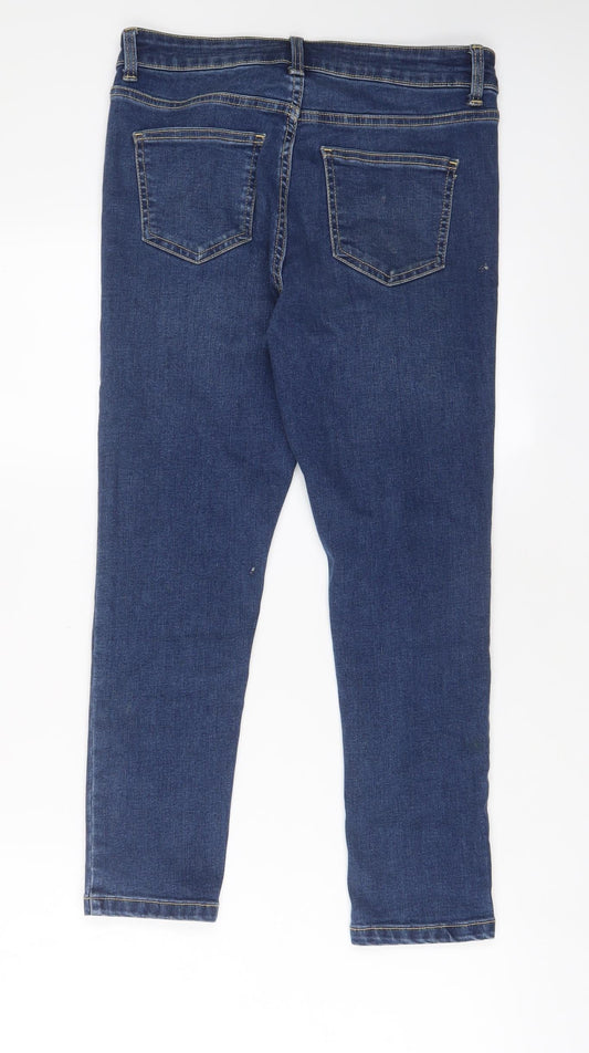 TU Womens Blue Cotton Skinny Jeans Size 10 L23 in Regular Zip