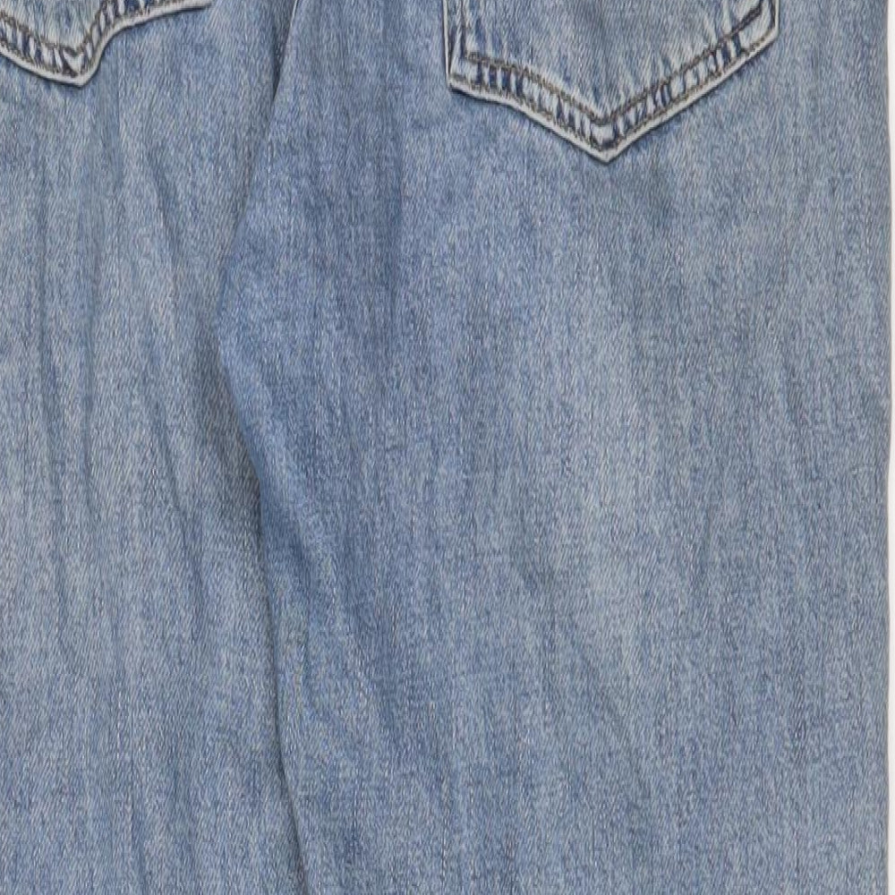 Topshop Womens Blue Cotton Straight Jeans Size 34 in L34 in Regular Button