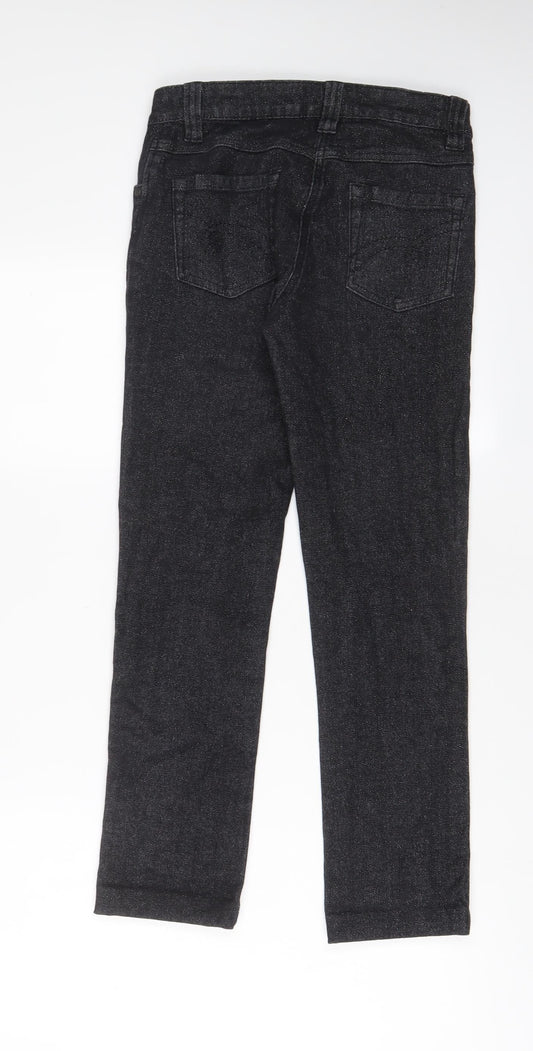 George Womens Black Cotton Skinny Jeans Size 8 L27 in Regular Zip - Glitter