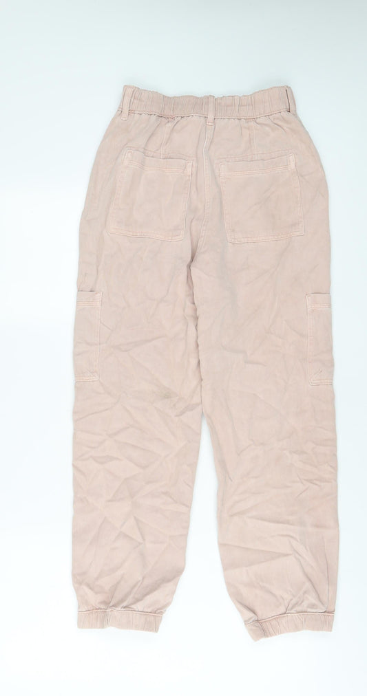 Per Una Womens Pink Cotton Tapered Jeans Size 24 in L26 in Regular Zip