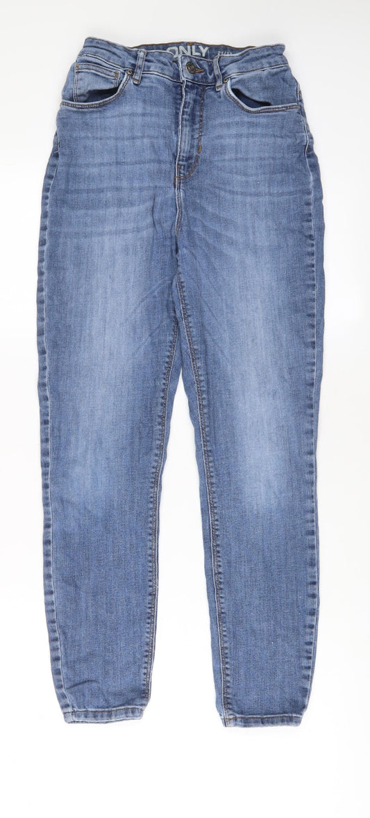 Additional front view of Only women’s blue cotton straight jeans, size UK 23, in, 32-inch leg regular zip