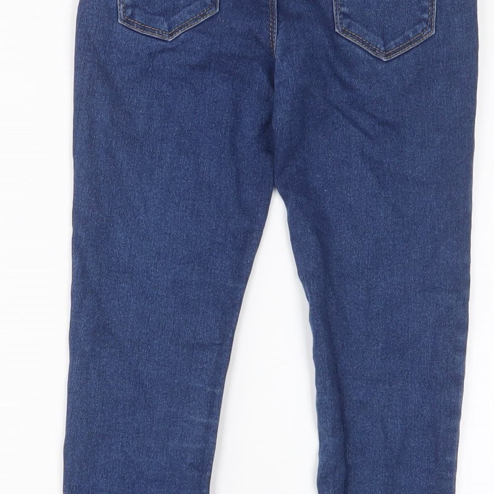 Denim & Co. Girls Blue Cotton Skinny Jeans Size 8-9 Years L22 in Regular Zip - Adjustable waist