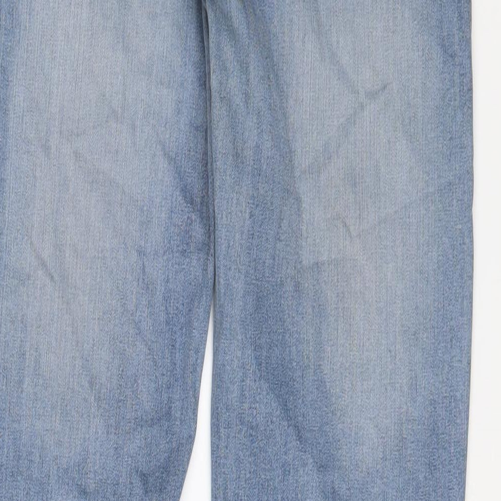 Castrol Mens Blue Cotton Straight Jeans Size 32 in L29 in Regular Zip