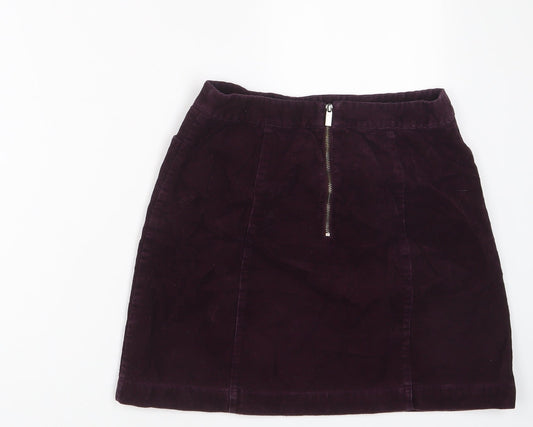 Oasis Womens Red Cotton A-Line Skirt Size 8 Zip