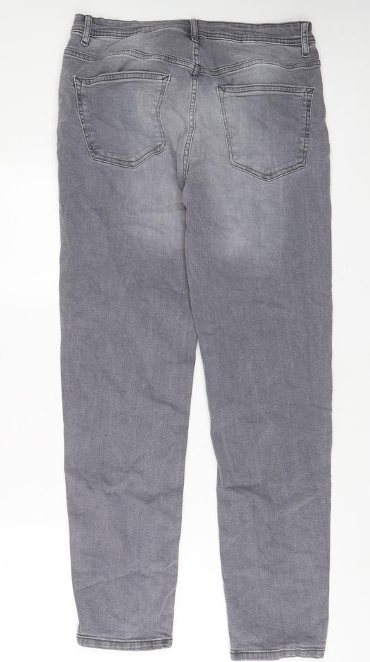 Denim & Co. Mens Grey Cotton Straight Jeans Size 32 in L30 in Slim Button
