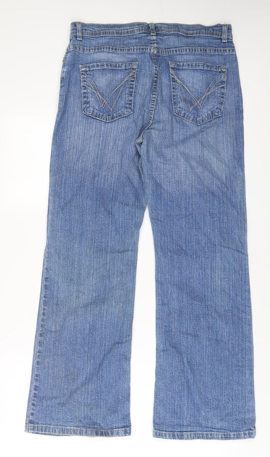 Authentic Womens Blue Cotton Bootcut Jeans Size 32 in L29 in Regular Zip