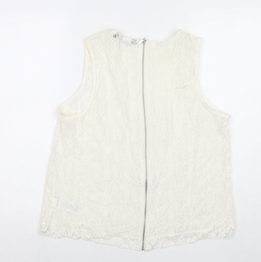 Womens UK Size 16 New Look White Basic Tank