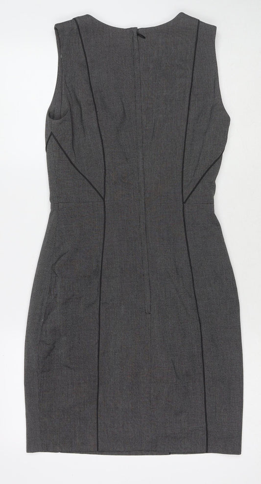 H&M Womens Grey Polyester A-Line Size 10 Round Neck Zip