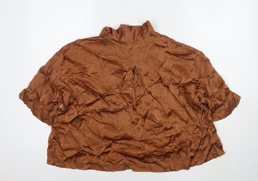 Womens UK Size S Zara Brown Basic Button-Up