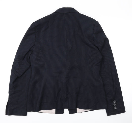 Marks and Spencer Womens Black Pinstripe Polyester Jacket Suit Jacket Size 14