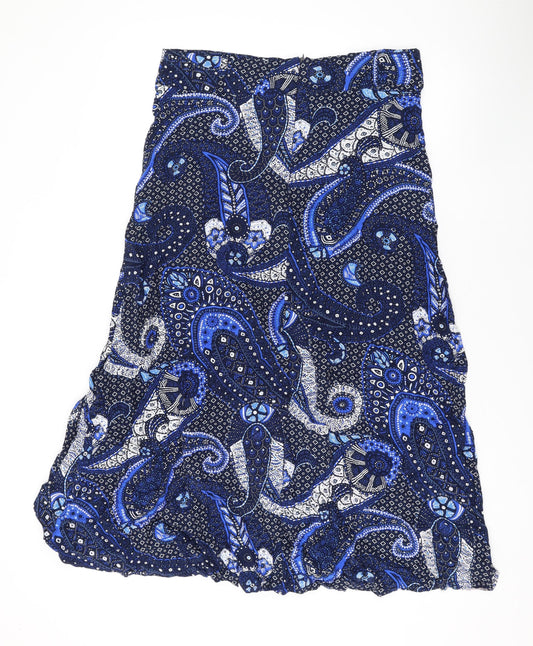 Autonomy Womens Blue Paisley Viscose Swing Skirt Size 12 Zip