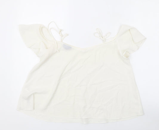 Womens UK Size 10 Topshop Ivory Basic Blouse