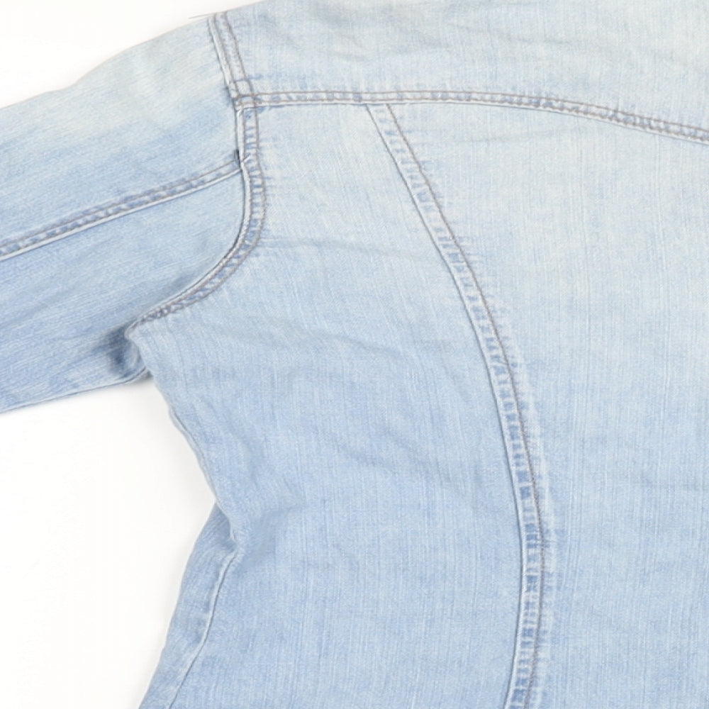 Womens UK Size 8 H&M Blue Basic Button-Up
