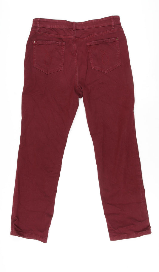 Classic Womens Red Cotton Straight Jeans Size 12 L25 in Regular Zip - Short Leg