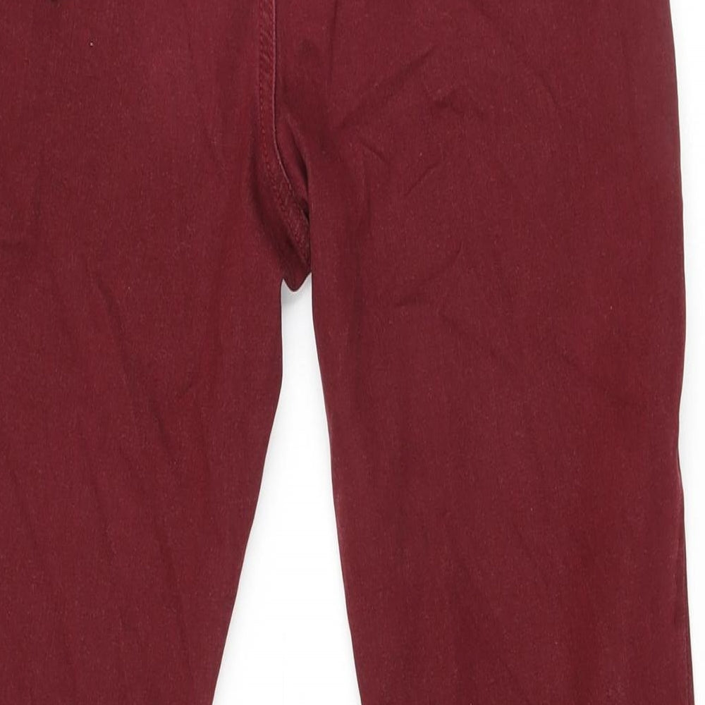 Classic Womens Red Cotton Straight Jeans Size 12 L25 in Regular Zip - Short Leg