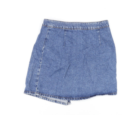 ASOS Womens Blue Cotton Mini Skirt Size 8 Button