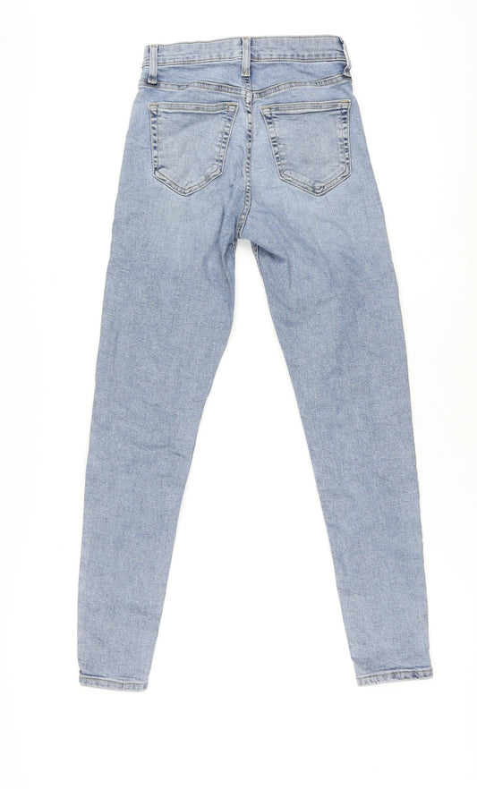 Topshop Womens Blue Cotton Skinny Jeans Size 26 in L27 in Regular Zip
