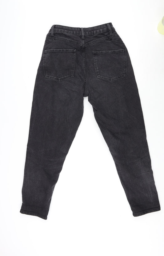 Denim & Co. Womens Grey Cotton Wide-Leg Jeans Size 12 L27 in Regular Zip