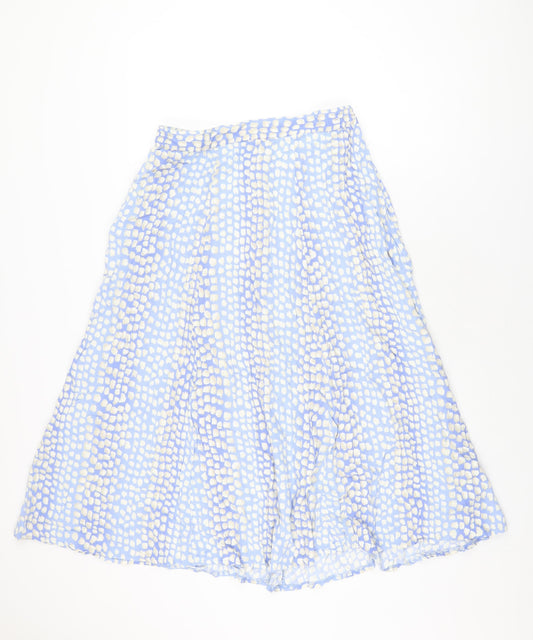 Travelling Light Womens Blue Geometric Viscose Swing Skirt Size 18 Zip