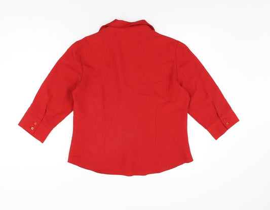 Womens UK Size 14 Dorothy Perkins Red Basic Button-Up