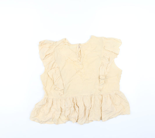 Lost Stock Womens Beige Viscose Basic Blouse Size S Round Neck