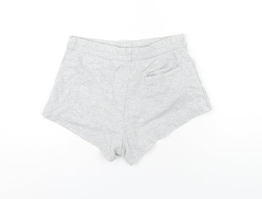 Weekday Womens Grey Cotton Basic Shorts Size S Regular Drawstring