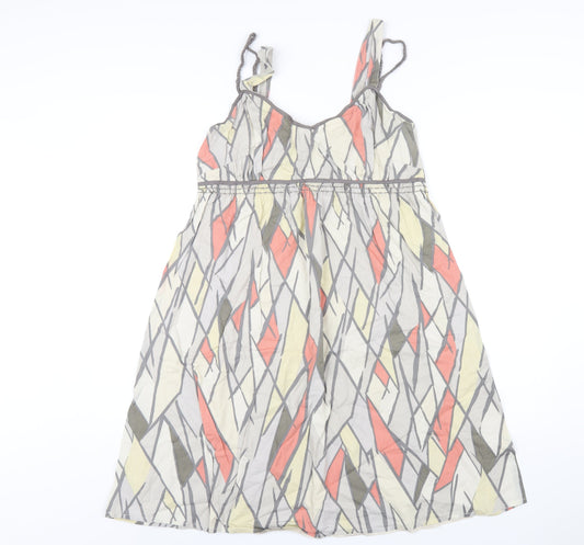 Additional front view of mamas & papas women’s multicoloured geometric cotton a-line, size UK 12, v-neck zip