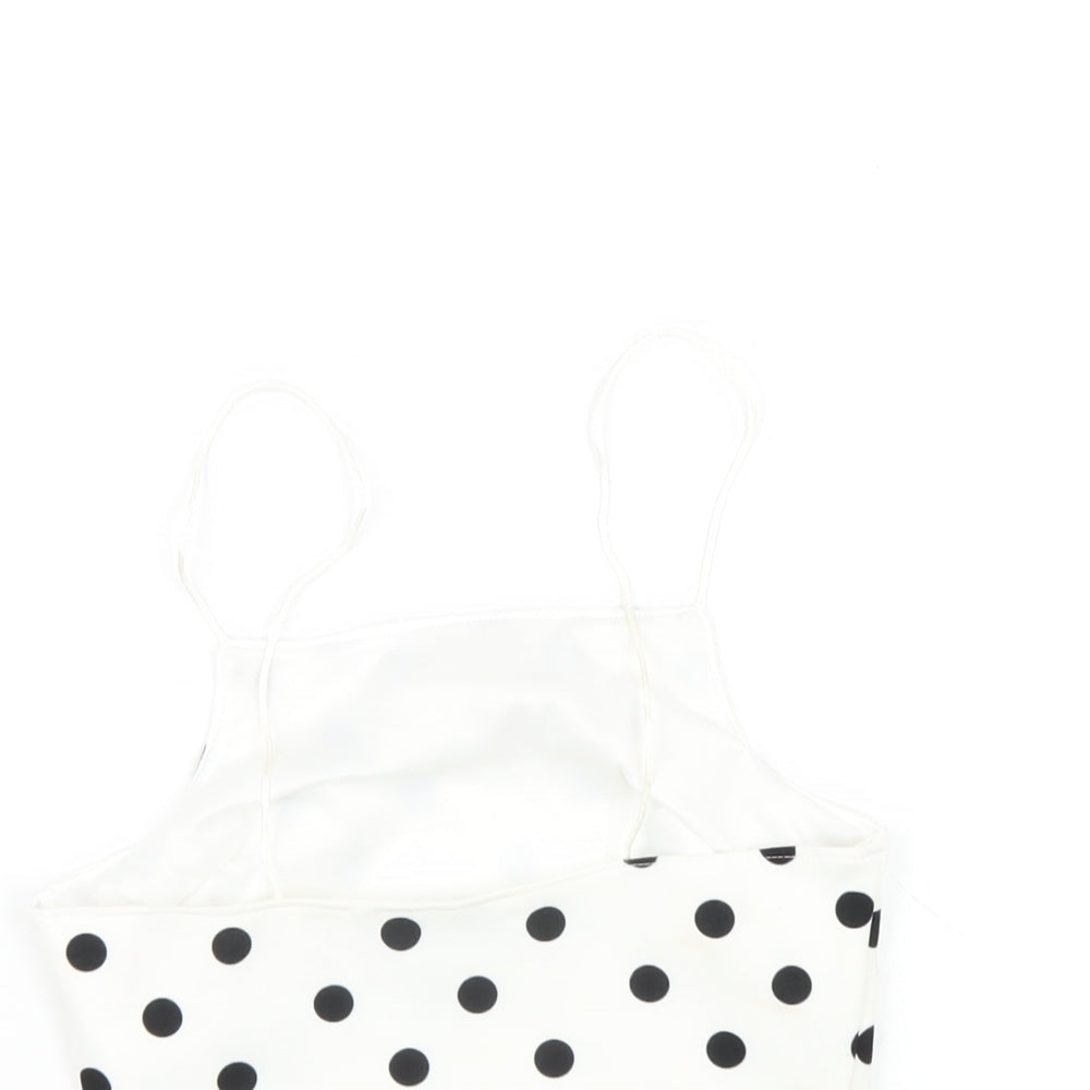 Womens UK Size 6 New Look White Cropped T-Shirt