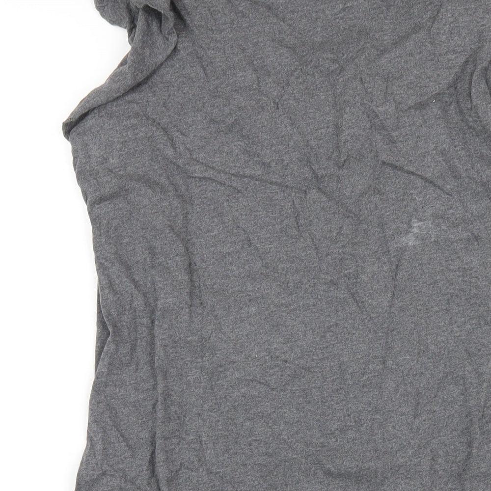 NEXT Womens Grey Cotton A-Line Size 12 Scoop Neck Pullover - Ruffle Neckline