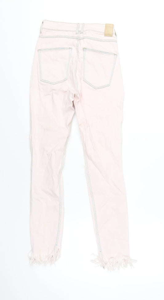 Zara Womens Pink Cotton Skinny Jeans Size 8 L28 in Regular Zip
