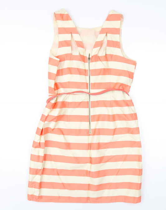 Oasis Womens Orange Cotton A-Line Size 16 Round Neck Zip