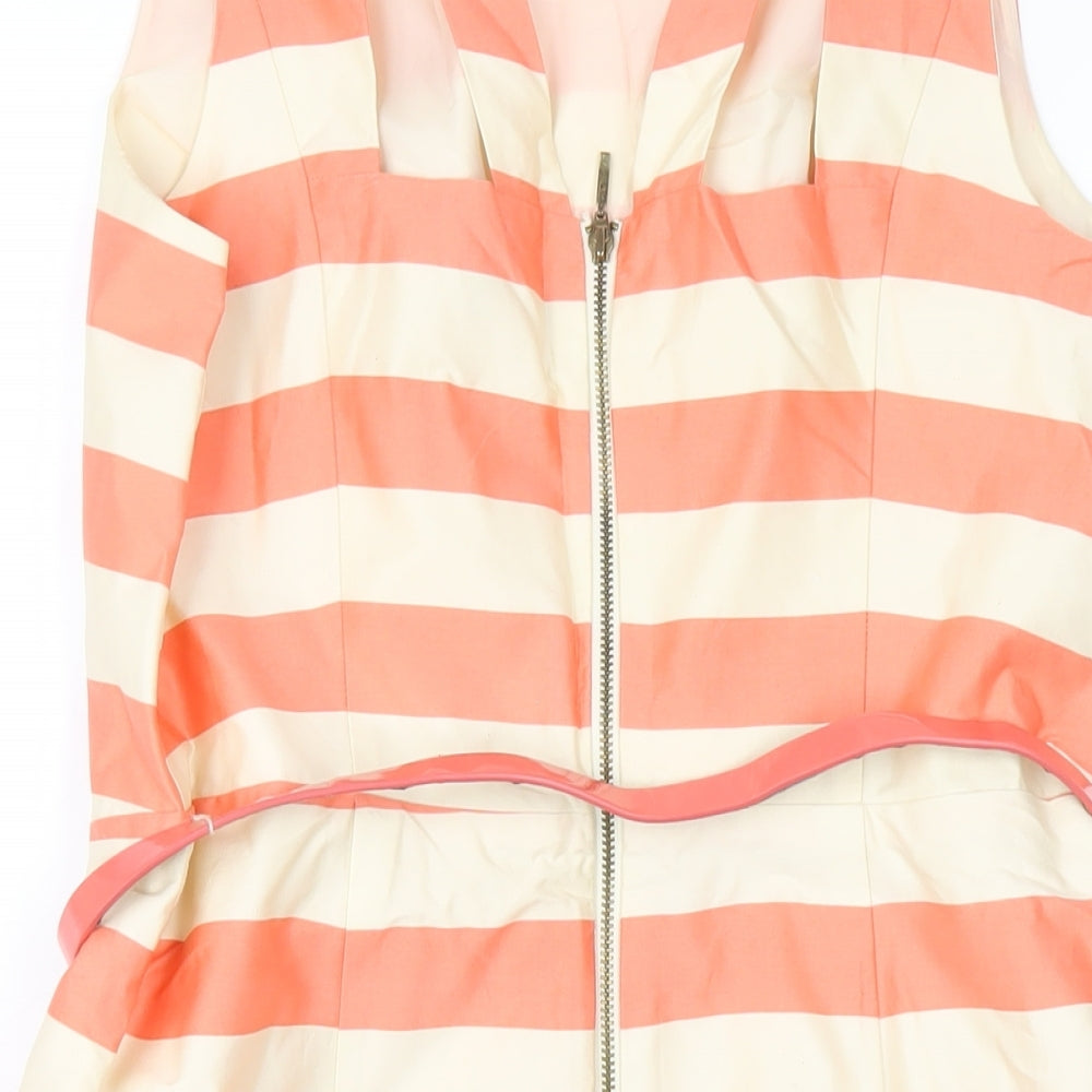 Oasis Womens Orange Cotton A-Line Size 16 Round Neck Zip