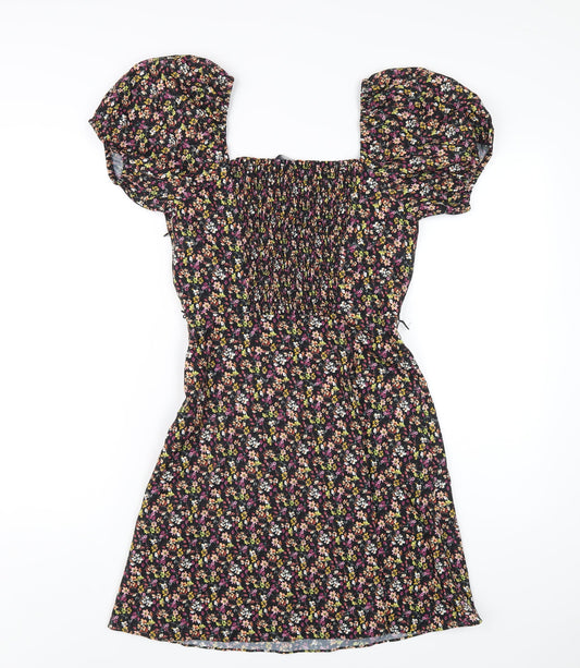 French Connection Womens Multicoloured Floral Polyester A-Line Size 8 V-Neck Zip