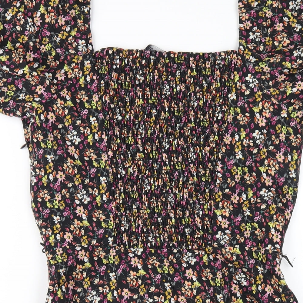 French Connection Womens Multicoloured Floral Polyester A-Line Size 8 V-Neck Zip