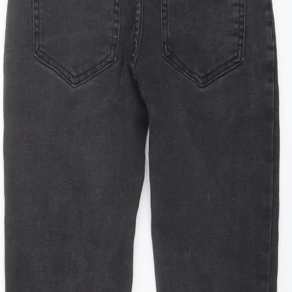 Brand and care label for Next boys’ grey cotton straight jeans, size 9, months regular drawstring