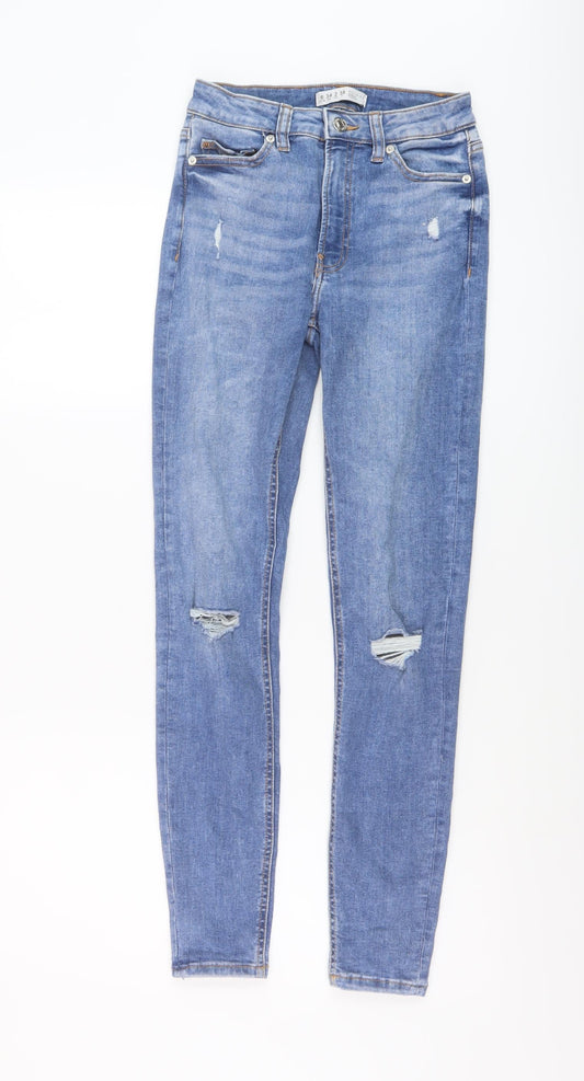 Additional front view of Denim & Co. women’s blue cotton skinny jeans, size UK 6, 28-inch leg regular button