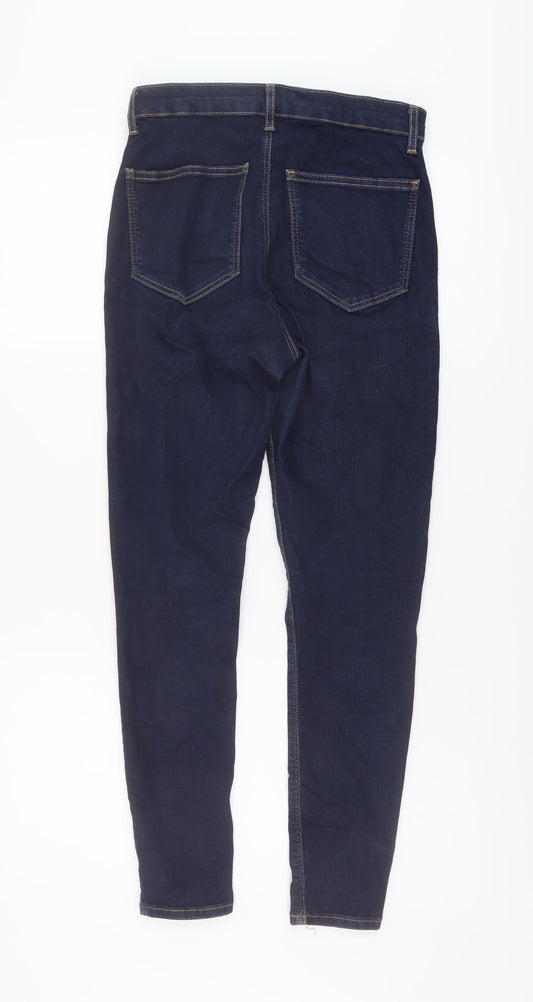Topshop Womens Blue Cotton Skinny Jeans Size 30 in L26 in Regular Button