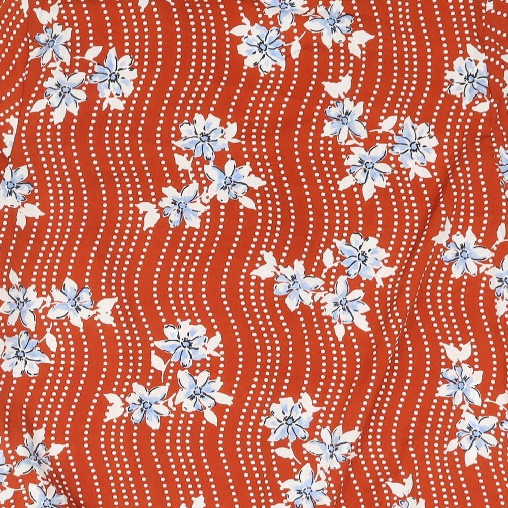 Womens UK Size 12 M&Co Orange Basic Button-Up